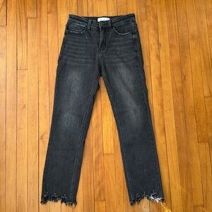 Women's Black Frayed Hem Jeans
